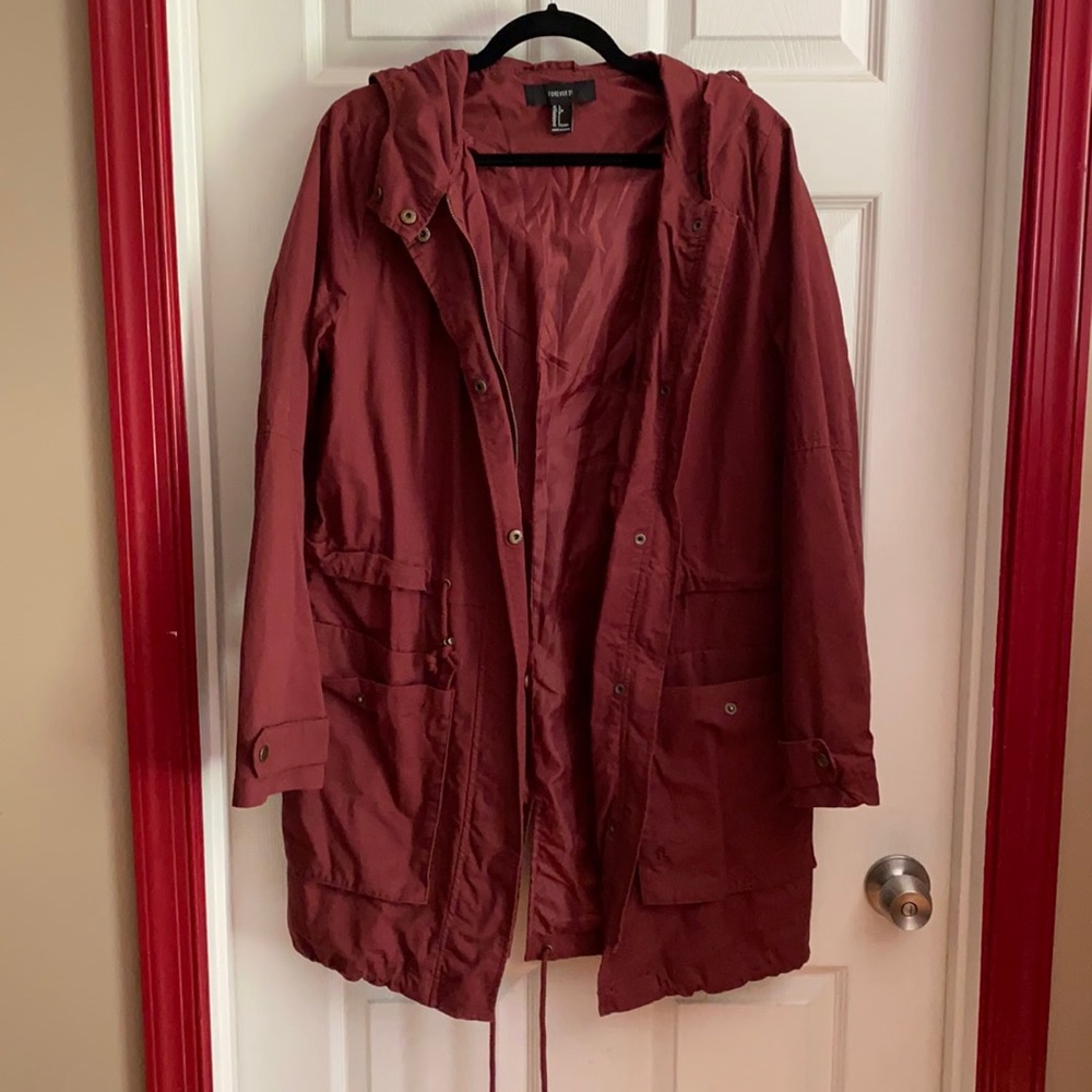 Forever 21 L red utility anorak coat